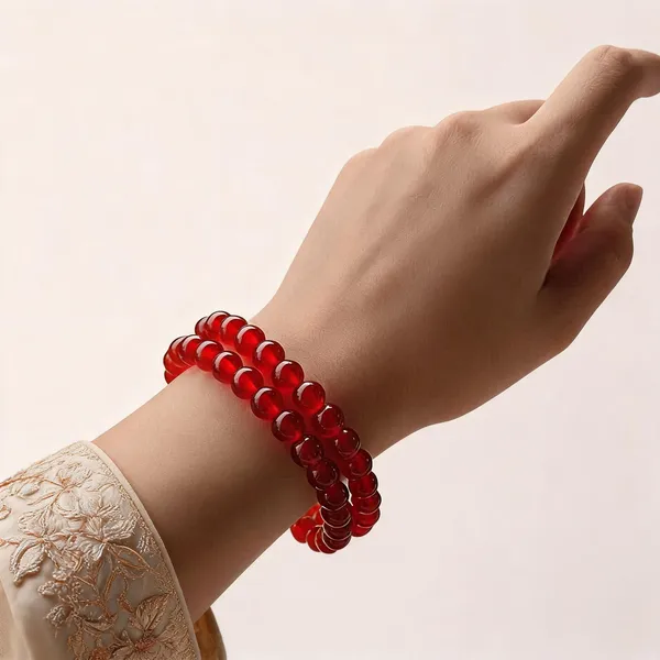 Red_imported_glass_beads_Bracelet__For_Women