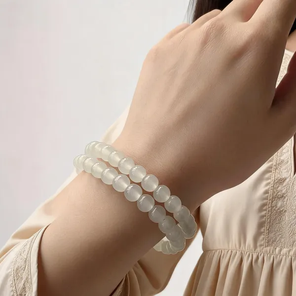 White_imported_glass_beads_Bracelet__For_Women