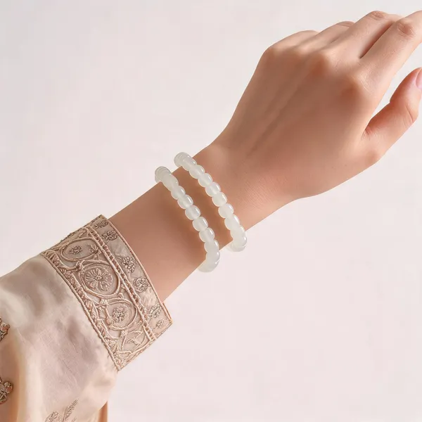 White_imported_glass_beads_Bracelet__For_Women