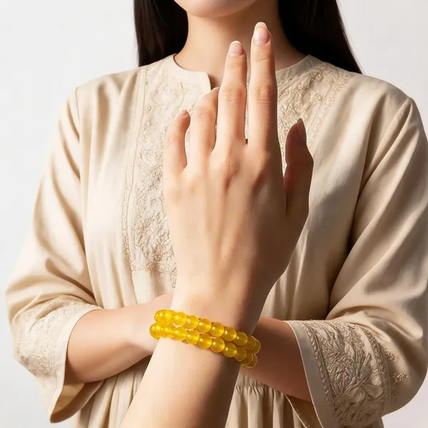 Yellow_imported_glass_beads_Bracelet_For_Women