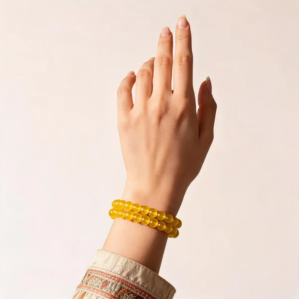 Yellow_imported_glass_beads_Bracelet_For_Women