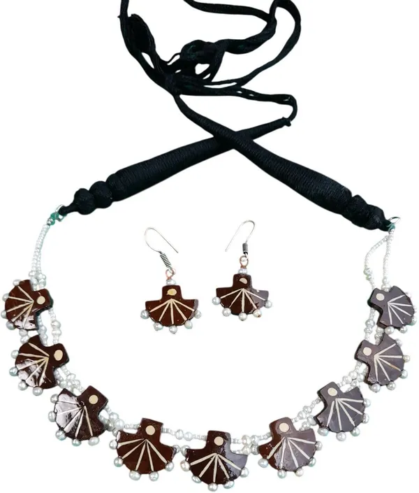 Brown_Coconut_Shell_and_imported_glass_pearls_choker_Jewellery___For_Women