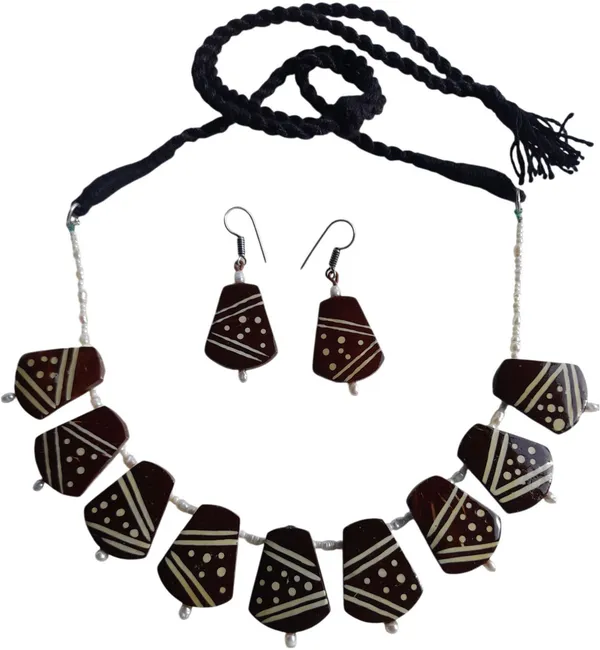 Brown_Coconut_Shell_And_imported_glass_pearls_choker_Jewellery___For_Women