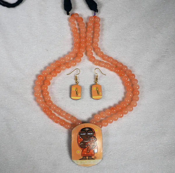 Digital_painted_Coconut_Shell_pendant_and_imported_glass_beads_Jewellery_For_Women