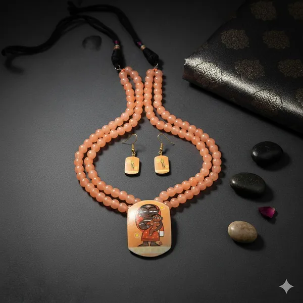 Digital_painted_Coconut_Shell_pendant_and_imported_glass_beads_Jewellery_For_Women