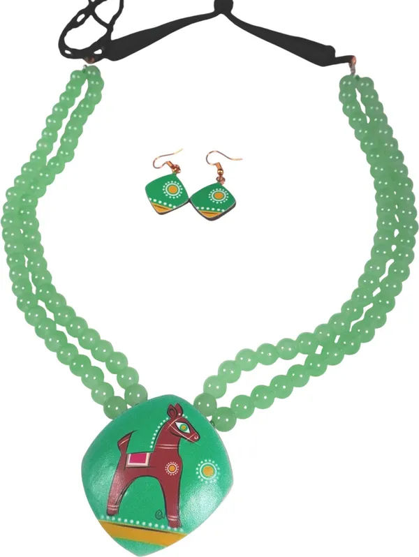 Digital_painted_Coconut_Shell_pendant_and_imported_glass_beads_Jewellery_For_Women
