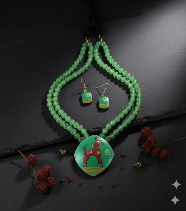 Digital_painted_Coconut_Shell_pendant_and_imported_glass_beads_Jewellery_For_Women