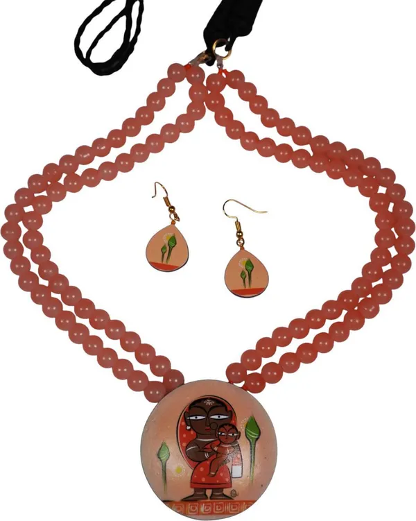 Digital_Painted_Coconut_Shell_pendant_And_Imported_glass_beads_Jewellery__For_Women
