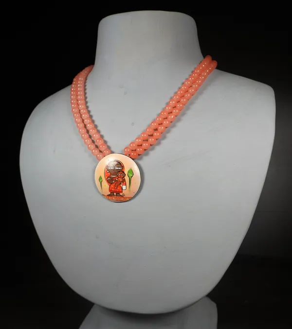 Digital_Painted_Coconut_Shell_pendant_And_Imported_glass_beads_Jewellery__For_Women