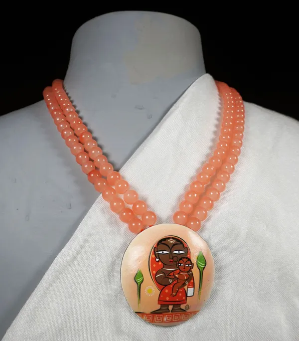 Digital_Painted_Coconut_Shell_pendant_And_Imported_glass_beads_Jewellery__For_Women