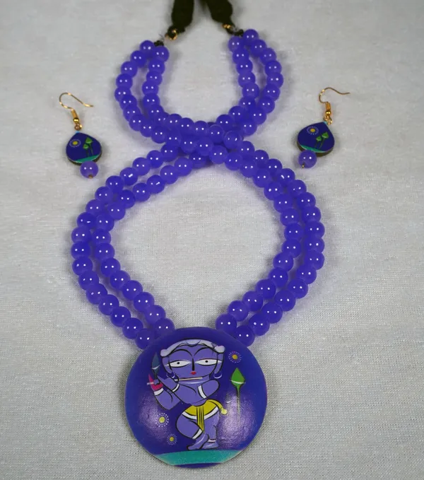 Digital_painted_Coconut_Shell_pendant_and_imported_glass_beads_Jewellery_For_Women
