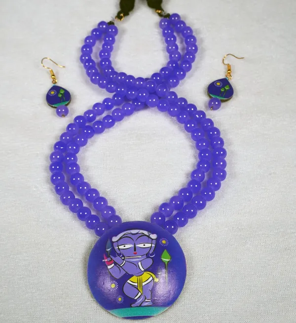 Digital_painted_Coconut_Shell_pendant_and_imported_glass_beads_Jewellery_For_Women