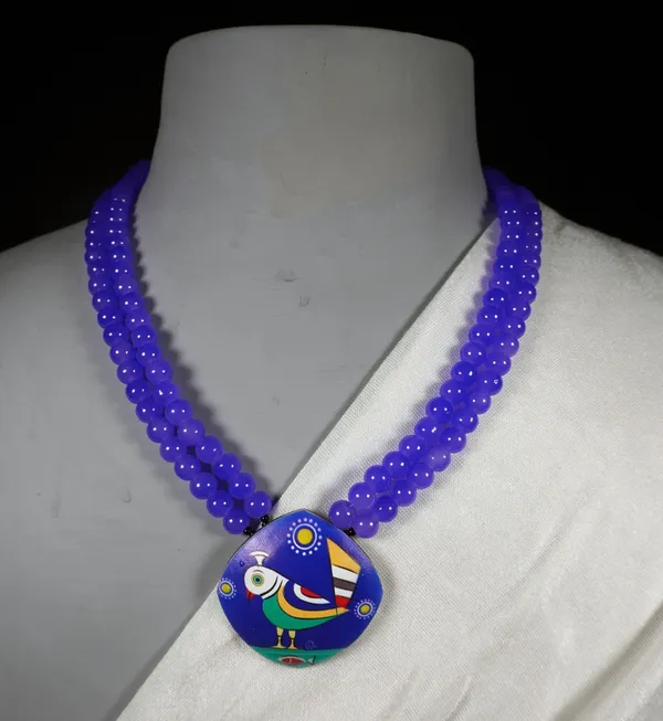 Digital_painted_Coconut_Shell_pendant_and_imported_glass_beads_Jewellery_For_Women