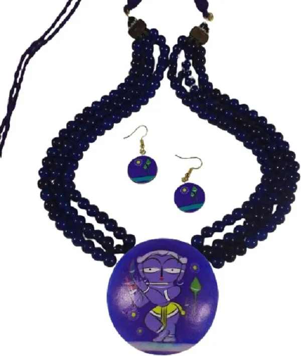 Digital_painted_Coconut_Shell_pendant_and_imported_glass_beads_Jewellery_For_Women