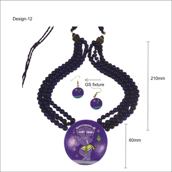 Digital_painted_Coconut_Shell_pendant_and_imported_glass_beads_Jewellery_For_Women