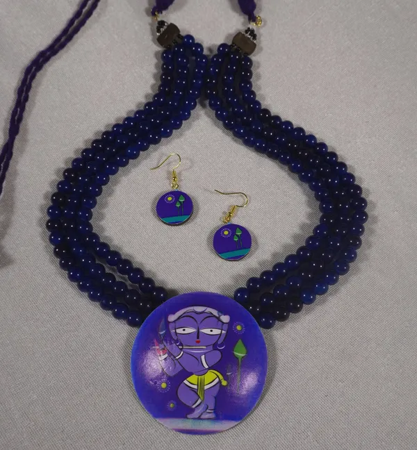 Digital_painted_Coconut_Shell_pendant_and_imported_glass_beads_Jewellery_For_Women