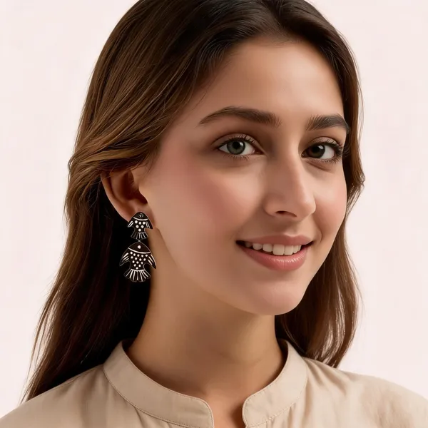Brown__And_White_Coconut_Shell_Earrings__For_Women