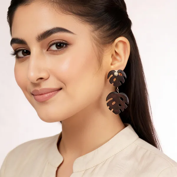 Brown__And_White_Coconut_Shell_Earrings__For_Women