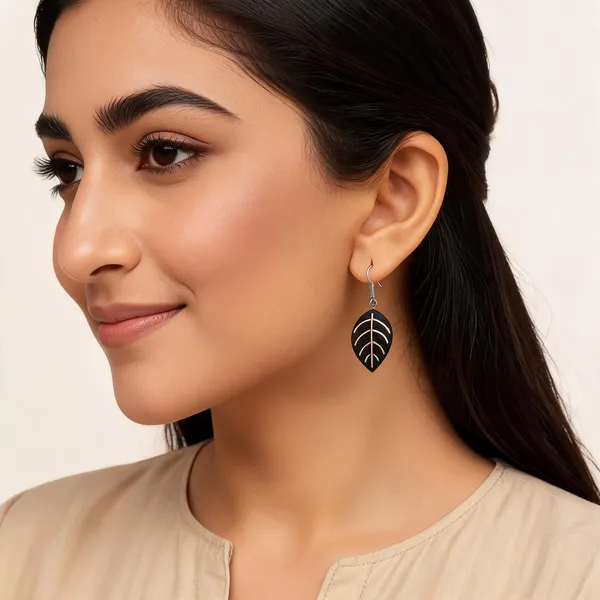 Brown__And_White_Coconut_Shell_And_Semi_Precious_Stones_Earrings__For_Women