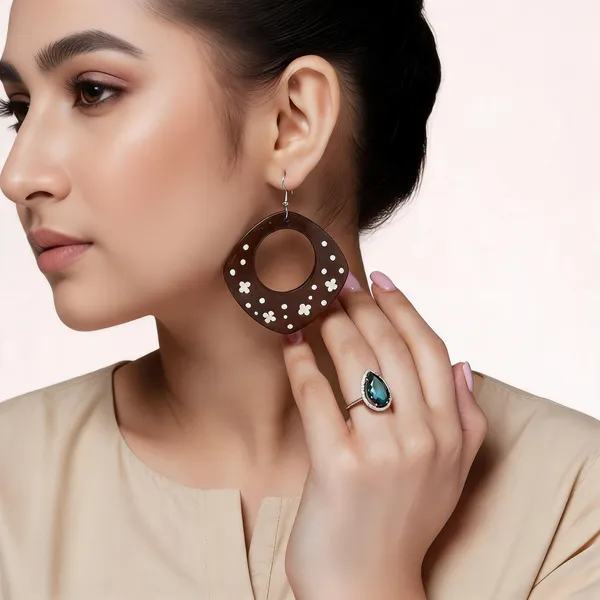 Brown__And_White_Coconut_Shell__Earrings__For_Women