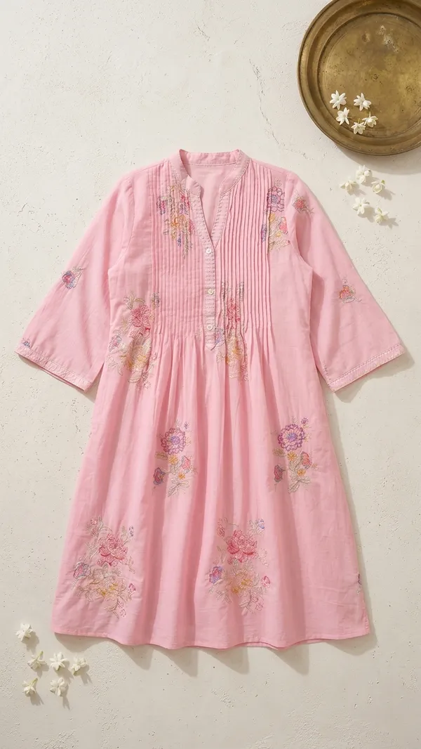 Baby_Pink_Cotton_Premium_Kurta_And_Pant_Set_For_Women