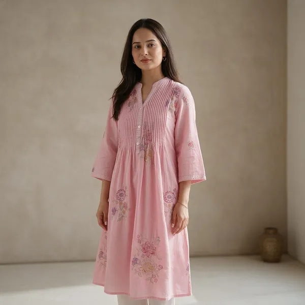 Baby_Pink_Cotton_Premium_Kurta_And_Pant_Set_For_Women