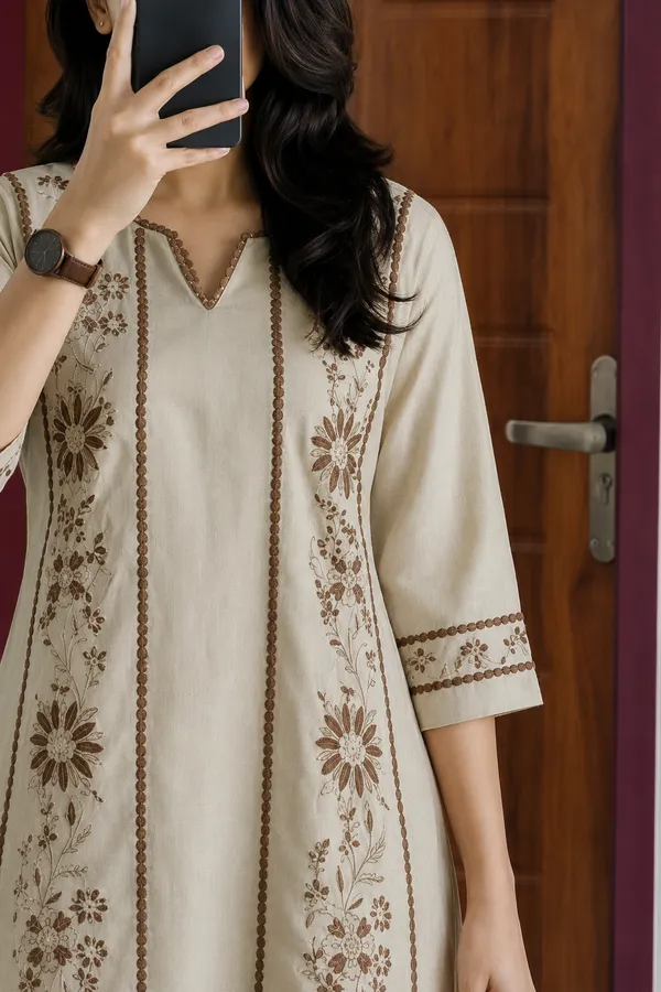 Beige_Embroidered_Cotton_Co-Ord_Set_With_Pants_for_Women