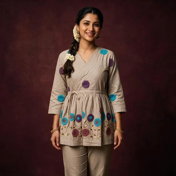 Beige_Cotton_Premium_Short_Kurta_For_Women
