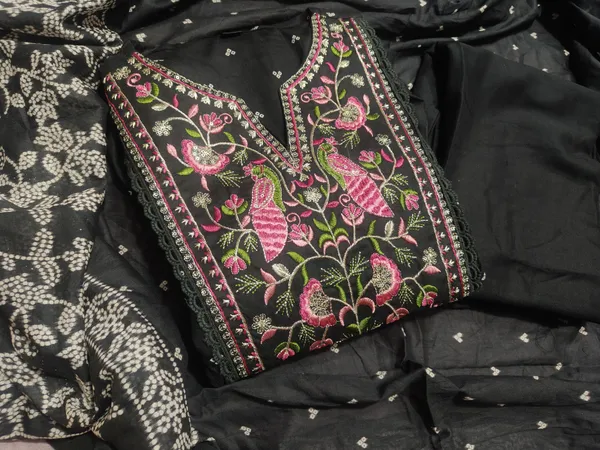 Black_Rayon_Premium_Kurta_Pant_Set_With_Dupatta_For_Women