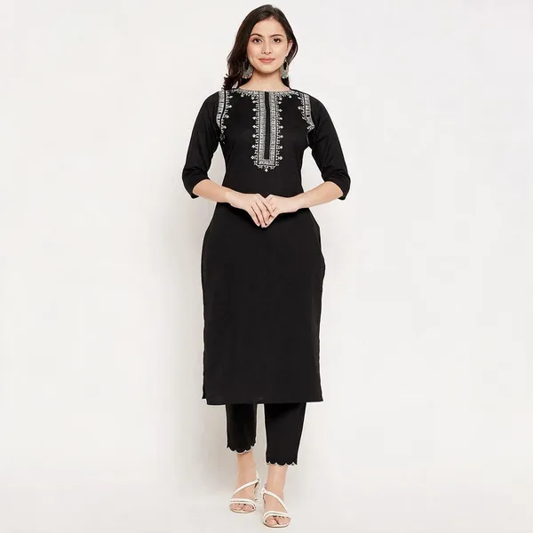 Black_Cotton_Premium_Kurta_And_Pant_Set_For_Women