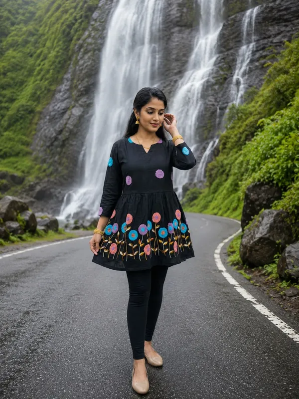 Black_Cotton_Premium_Short_Kurta_For_Women