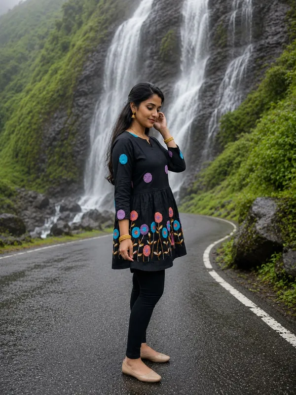 Black_Cotton_Premium_Short_Kurta_For_Women