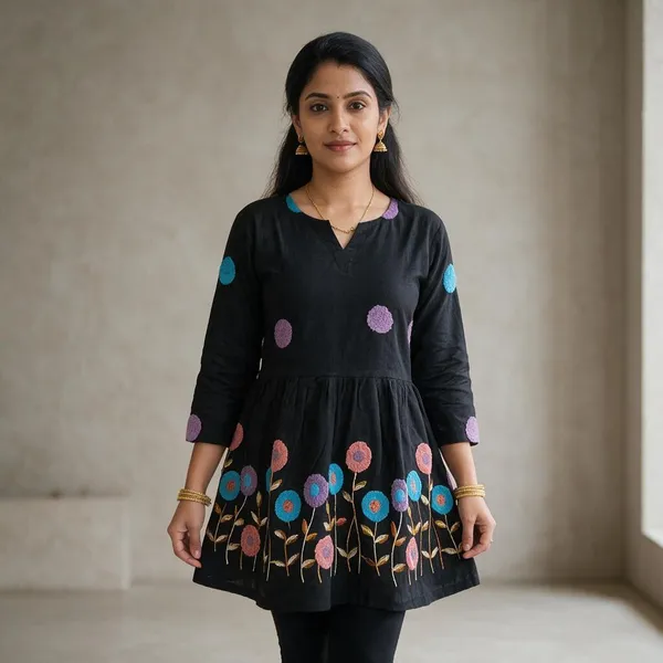 Black_Cotton_Premium_Short_Kurta_For_Women