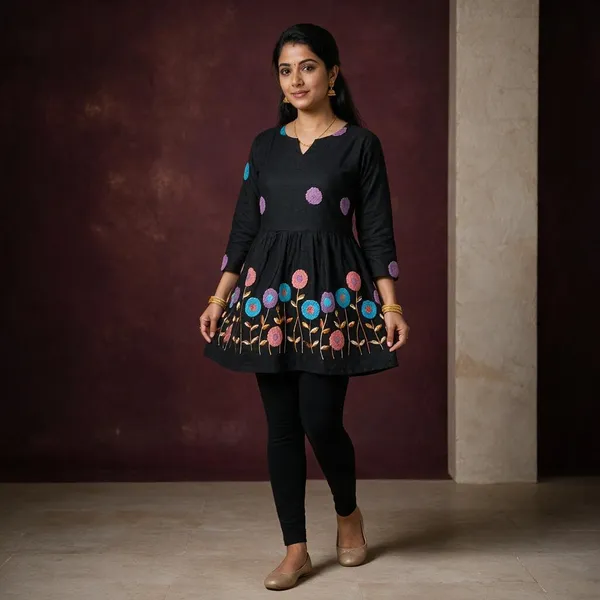 Black_Cotton_Premium_Short_Kurta_For_Women