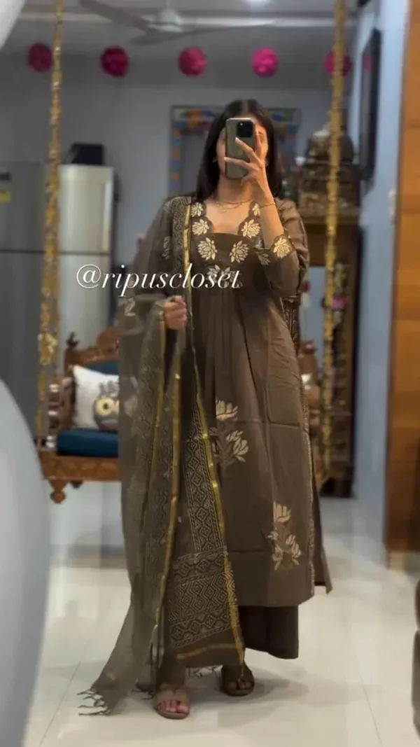 Brown_Elegant_Floral_Embroidered_Kurta_Set_with_Dupatta