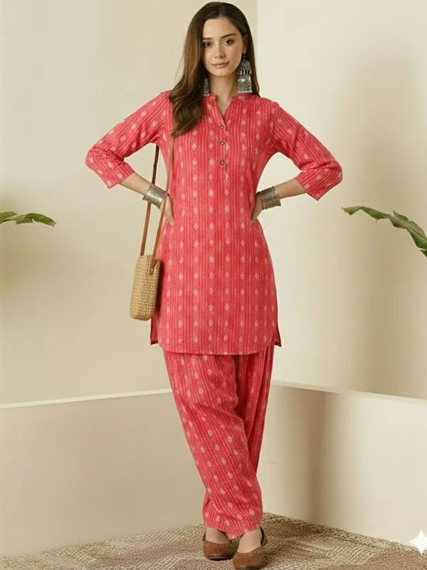 Coral_Pink_nagin_katha_cotton_Kurta_Salwar_Set