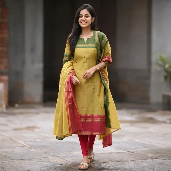 Yellow_Cotton_Premium_Kurta_Pant_Set_With_Dupatta_For_Women