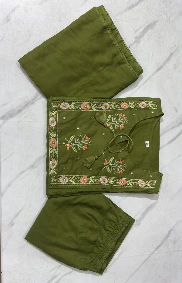 Elegant_olive_green_cotton_embroidery_kurta_set_with_dupatta
