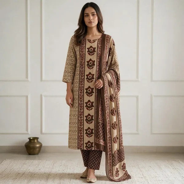 Beige_Cotton_Premium_Cotton_Kurta_Set_For_Women