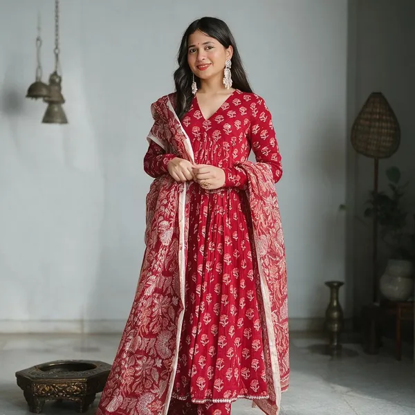 Red_Cotton_Premium_Dress_For_Women