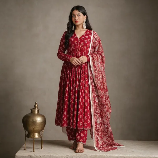 Red_Cotton_Premium_Dress_For_Women