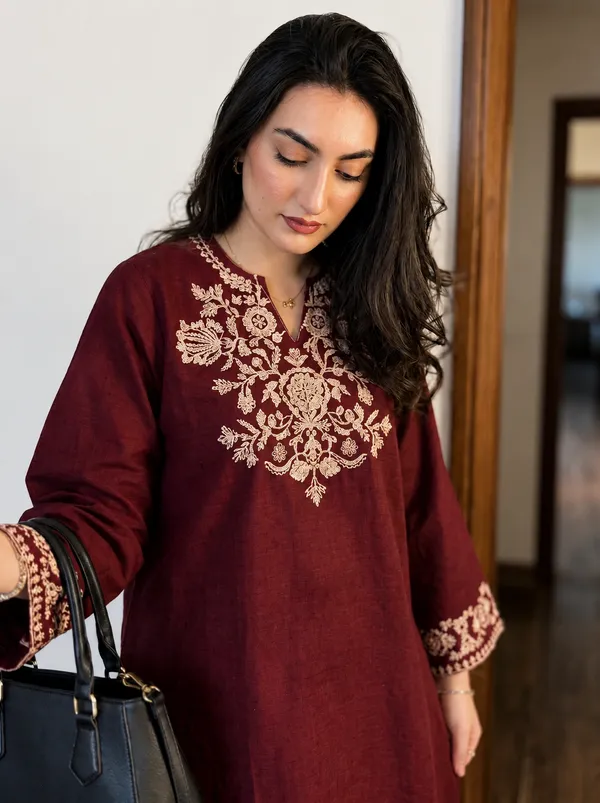 Maroon_Cotton_Premium_Co-Ord_Set_For_Women