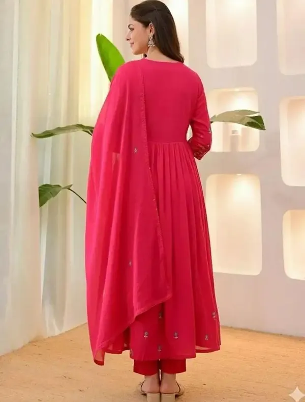 Fuchsia_Cotton_Premium_Kurta_Pant_Set_With_Dupatta_For_Women