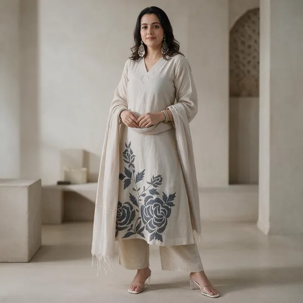 Beige_Cotton_Premium_Kurta_Pant_Set_With_Dupatta_For_Women