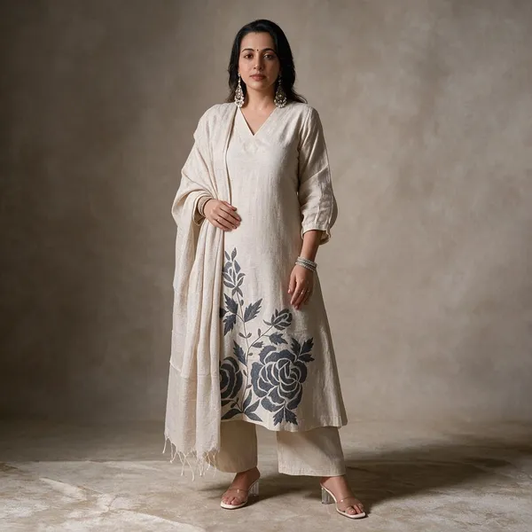 Beige_Cotton_Premium_Kurta_Pant_Set_With_Dupatta_For_Women
