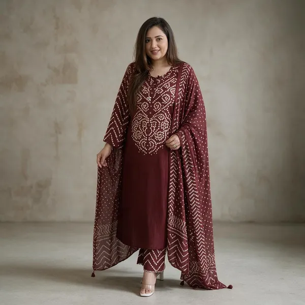 Maroon_Cotton_Premium_Kurta_Pant_Set_With_Dupatta_For_Women