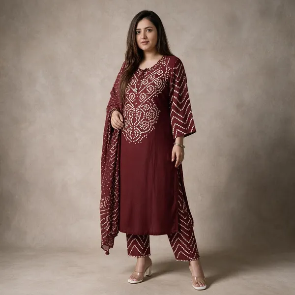 Maroon_Cotton_Premium_Kurta_Pant_Set_With_Dupatta_For_Women