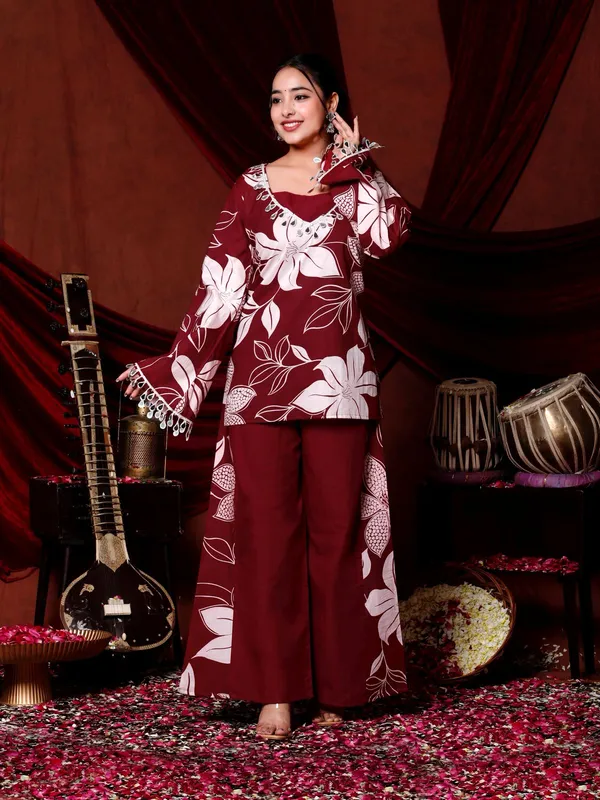 Maroon_Cotton_Premium_Co-Ord_Set_For_Women