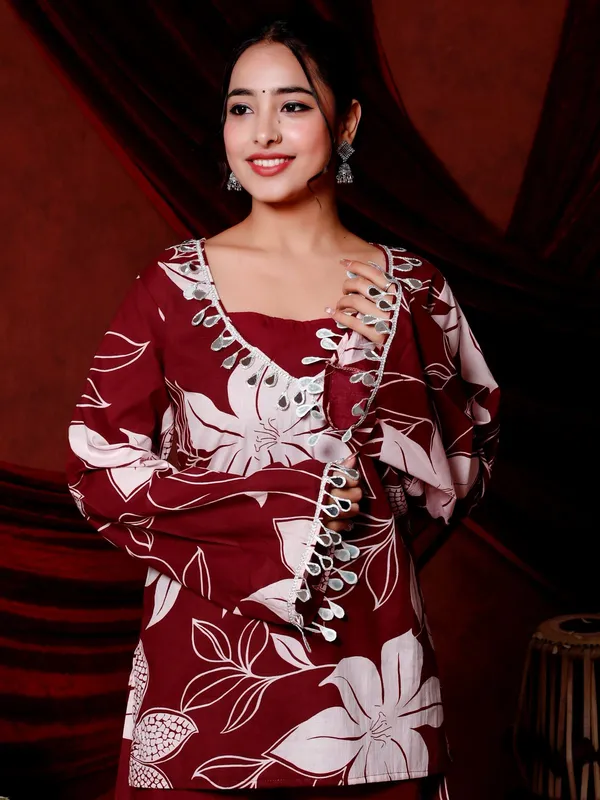 Maroon_Cotton_Premium_Co-Ord_Set_For_Women