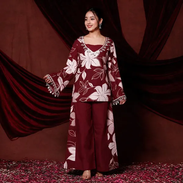 Maroon_Cotton_Premium_Co-Ord_Set_For_Women